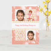 3回目の誕生日にカスタマイズ可能な写真のグリーティングカード カード (黄色い花)