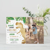 3回目の誕生日の恐竜のパーティー写真 招待状 (スタンド正面)