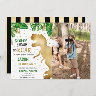 3回目の誕生日の恐竜のパーティー写真 招待状