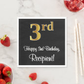 3回目の誕生日エレガント~豪華なフェイク金ゴールドルック# スタンダードランチョンナプキン (インサイチュ)