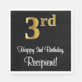 3回目の誕生日エレガント~豪華なフェイク金ゴールドルック# スタンダードランチョンナプキン (正面)