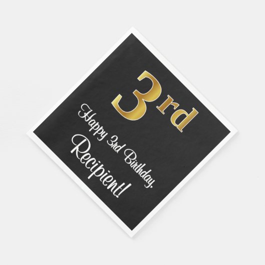 3回目の誕生日エレガント~豪華なフェイク金ゴールドルック# スタンダードランチョンナプキン (角)