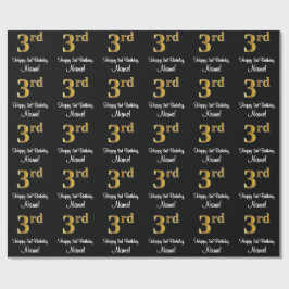 3回目の誕生日エレガント：豪華なフェイク金ゴールドルック# ラッピングペーパー