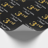 3回目の誕生日エレガント：豪華なフェイク金ゴールドルック# ラッピングペーパー (角)