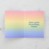 3回目の誕生日カラフル:虹3、名前をカスタムする カード (内部)