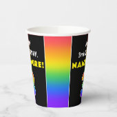 3回目の誕生日カラフル:虹3、名前をカスタムする 紙コップ (左)