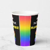 3回目の誕生日カラフル:虹3、名前をカスタムする 紙コップ (右)