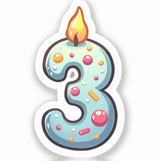3回目の誕生日ステッカー シール (正面)
