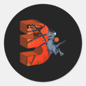 3回目の誕生日バスケットボール恐竜の男の子ギフトスラムdu ラウンドシール (正面)