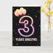 3回目の誕生日バルーンと紙吹雪 カード (黄色い花)