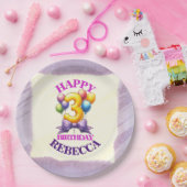 3回目の誕生日バルーンテーマ ペーパープレート (パーティー)