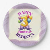 3回目の誕生日バルーンテーマ ペーパープレート (正面)