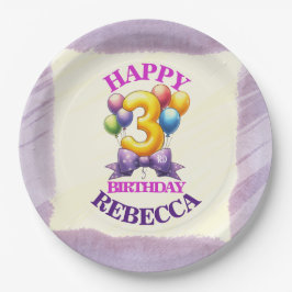 3回目の誕生日バルーンテーマ ペーパープレート