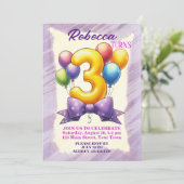 3回目の誕生日バルーンテーマ 招待状 (スタンド正面)