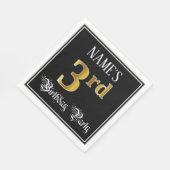 3回目の誕生日パーティーファンシー – スクリプト、フェイク金ゴールドルック スタンダードランチョンナプキン (角)
