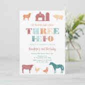 3回目の誕生日パーティー男女兼用3IEIOファーム 招待状 (スタンド正面)