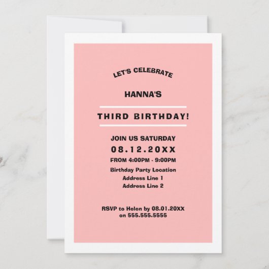 3回目の誕生日パーティー |おもしろい子猫とネズミカスタム 招待状 (裏面)