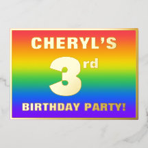 3回目の誕生日パーティー:おもしろい、レインボーカラフルパターン
