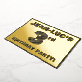 3回目の誕生日パーティー— はっきりした、ウッドグフェイクレイン文字 箔招待状 (回転した状態)