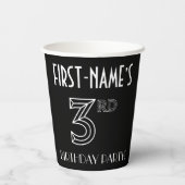 3回目の誕生日パーティー:アールデコスタイル+名前をカスタムする 紙コップ (裏面)