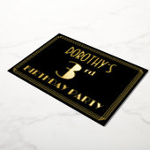 3回目の誕生日パーティー:アールデコルック「3」、名前つき 箔招待状 (回転した状態)