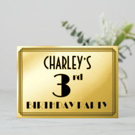 3回目の誕生日パーティー—アールデコ検索「3」 +名前 箔招待状