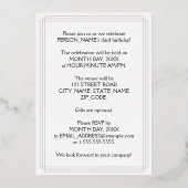 3回目の誕生日パーティー—エレガントスクリプト+名前をカスタムする 箔招待状 (裏面)