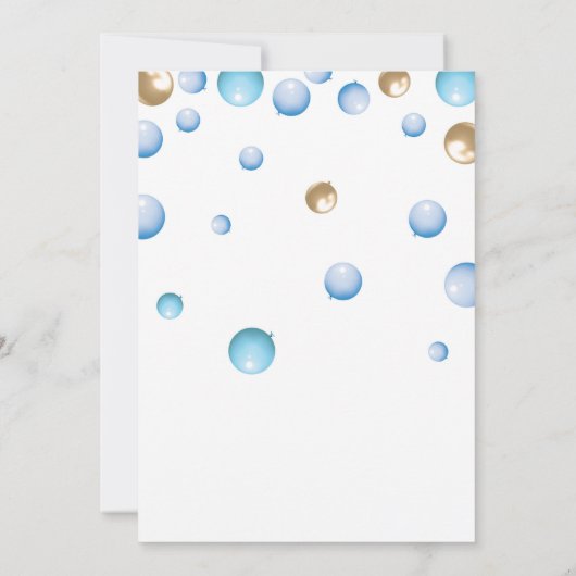 3回目の誕生日パーティー、ブルーと金ゴールドバルーンボーイ 招待状 (裏面)