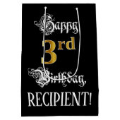 3回目の誕生日ファンシー~スクリプフェイクト;金ゴールドの外観;名前 ミディアムペーパーバッグ (裏面)