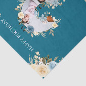 3回目の誕生日フォトコラージュティール(緑がかった色)ブルーイエローフラワー 薄葉紙 (詳細)