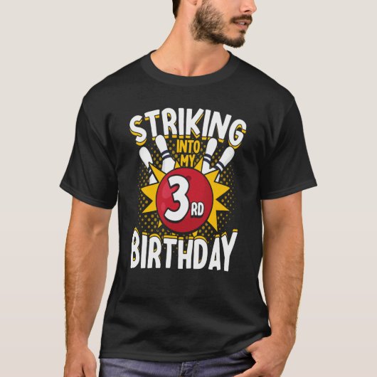 3回目の誕生日ボーリングテーマの誕生日化 Tシャツ (正面)
