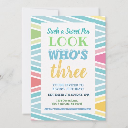 3回目の誕生日招待状ことわざ 招待状 (正面)