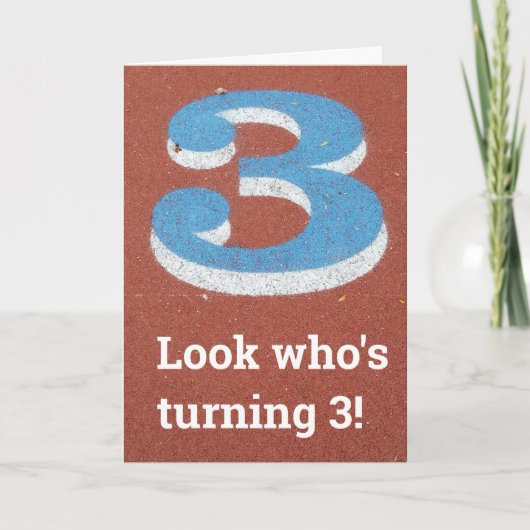3回目の誕生日走子供の誕生日カード カード (正面)