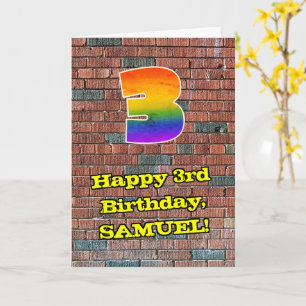 3回目の誕生日:おもしろいグラフィティインスパイアレインボー3 カード