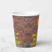 3回目の誕生日：おもしろいグラフィティインスパイアレインボー3 紙コップ (左)