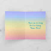 3回目の誕生日 – おもしろいケーキとキャンドル、名前をカスタムする付き カード (内部)