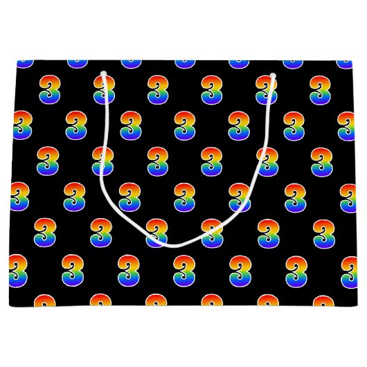 3回目の誕生日:おもしろいレインボーイベント第3パターン ラージペーパーバッグ (正面)