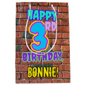 3回目の誕生日：おもしろい、アーバングラフィティインスパイアルック ミディアムペーパーバッグ (正面)