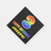 3回目の誕生日:はっきりした,おもしろい,シンプルレインボー3 スタンダードランチョンナプキン (角)