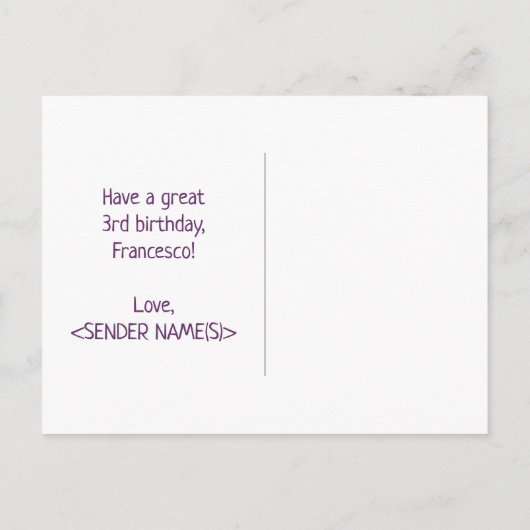 3回目の誕生日:はっきりした,おもしろい,シンプルレインボー3 ポストカード (裏面)