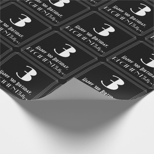 3回目の誕生日 – インスパイアアールデコルック"3",名前 ラッピングペーパー (角)