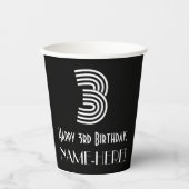 3回目の誕生日 – インスパイアアールデコ「3」を見る+名前 紙コップ (正面)