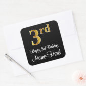 3回目の誕生日 – エレガント豪華なフェイク金ゴールドルック# スクエアシール (封筒)