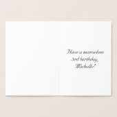 3回目の誕生日:エレガント、スクリプ華美ト;名前をカスタムする 箔カード (内部)