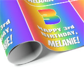 3回目の誕生日:カラフル、おもしろいレインボーパターン# 3 ラッピングペーパー (ロールコーナー)