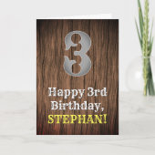 3回目の誕生日:カントリーインスパイアウエスタンルック、名前 カード (正面)