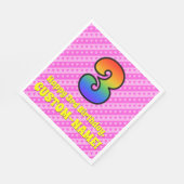 3回目の誕生日:ピンクストライプのハートとレインボー番号3 スタンダードランチョンナプキン (角)
