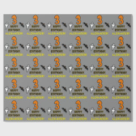 3回目の誕生日：不気味ハロウィーンテーマ+名前をカスタムする ラッピングペーパー