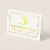 3回目の誕生日;名前+アールデコインスパイア見た目「3」 箔カード (正面)