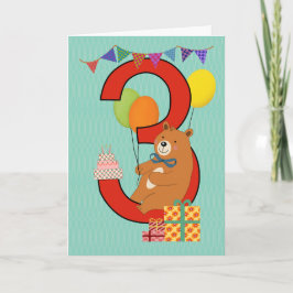 3回目の誕生日(座るクマ付き) カード